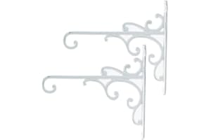 Sungmor - Soportes para cestas de hierro fundido de alta resistencia, 29 cm y 2 unidades, ganchos decorativos de pared para comedero de pájaros, linternas, campanillas de viento, macetas colgantes