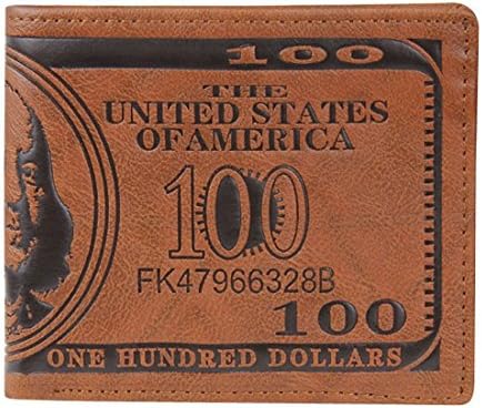 Men Pockets Card US Dollar Bill Money Wallet Foldable PU Dollar Wallet Dark Brown