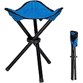 PRECHANA Metal Folding Chair Stool for Camping Travelling with Portable Bag, Foldable Camping Stool for Fishing Hiking Garden