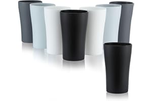 BEWOS 16.5 OZ Plastic Reusable Cups, 8pcs Thickened and Unbreakable Cup Sets for Kitchen, Bathroom, Camping, Parties, BPA-Free Stackable Kids Cups, Dishwasher and Microwave Safe(4 Assorted Colors)