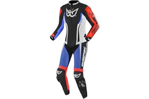 ‎BERIK Berik Monza Damen 1-Teiler Motorrad Lederkombi, schwarz/weiß/rot/blau, 44