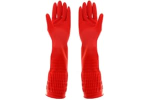 HYX 1 Pair Heavy Duty Rubber Gloves with Extra Long Cuffs, Durable Kitchen Gloves with Non-slip Grip, Car Washing Gloves Suitable for Dish washing, Household Cleaning, Gardening, Size L