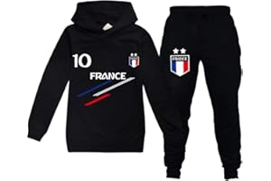 FORLCOOL Jogging Enfant De Football France 2 étoiles Sweats à Capuche Survêtements garçon Ensembles de Sport