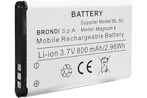 C D R Batteria originale BL-5C 800 mAh per Brondi Magnum 4, Clock, Favoloso, Fidato, Home, Mio Plus 3G, Radio, Sincero, Stiloso, Amico Unico, Duke S, Eros, Intrepid 4G, Stone, Stone Plus, BRN800-5C