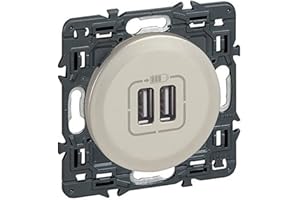 Legrand LEG99786 gniazdko elektryczne ze złączem USB, z listwą ozdobną, 2 gniazda, tytanowe