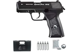 ECOMMUR Borner W118 | Pistola de balines (Bolas bb's de Acero) Sistema blowback Tipo H&K USP Compact + maletín y Accesorios