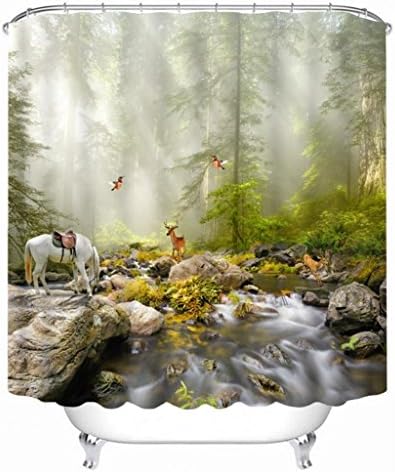 Curtains of Wonderland shower 3D polyester small animal in three dimensions to water and compressed digital decoration room bathroom white bathtub Cut off thick curtain suspended 165cmx width 180 cm high