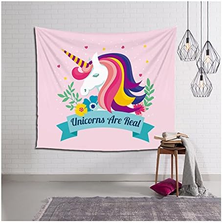 HONTOD Lovely Unicorn Wall Tapestry Wall Art Home Bedroom Party Decor Hanging Tapestry 59x51-inch
