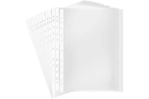 MOMENT A4 Transparent file, 100 Pcs Clear Plastic Folder Punched Pockets for Filing Paper & Documents, A4-Size, A4 Micro Transparent File Protector Best Folder Plastic For Office or School work