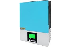 PMSUN 1500 W Inverter híbrido Solar de DC12 V a AC230 V, inversor de Onda sinusoidal Pura Off-Grid con Cargador Solar MPPT de 80 A+Cargador AC,Entrada PV máx. 2000 W DC130-430 V, para batería de 12 V