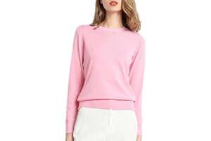 BIUBIULOVE FA Cashmere Crew Neck Sweater, Cashmere Sweaters for Women, Cashmere Long Sleeve Crew Neck Soft Warm Pullover Knit Jumpers