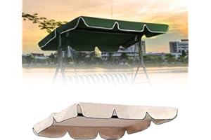 GESMAY Swing Chair Canopy Replacement,2 & 3 Seater Garden Swing Canopy Replacement,Waterproof Garden Swing Seat Canopy Cover,Only for Swing Chair Top Hammock Cover Porch Top Cover Seat (beige, 195*125*15CM)