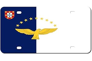 Higoss Marco de matrícula de la bandera de Azores, placa de matrícula frontal de metal de aluminio para automóvil, marco decorativo para placa de matrícula de 6 x 12 pulgadas