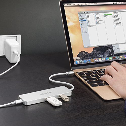 Anker Premium USB C Hub mit 2 USB 3.1 Gen 1. Ports, 1 HDMI Port, Power Delivery Spezifikation, USB-C Type-C Ladenport, Aluminiumlegierung für 2016 Macbook und Chromebook Pixel [Apple Style] (Weiß) - 7