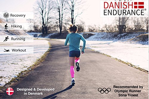 Waden-Kompressionsstrümpfe ohne Fuß von DANISH ENDURANCE® // Abgestufte Kompressionsstulpen für Männer & Frauen // Steigerung der Leistung, Schnelle Erholung, Bessere Blutzirkulation // Für alle Sportarten, Flugreisen, Krankenschwestern, Medizinische Zwecke // 1 Paar - 2