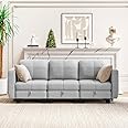 Hello-5ive Modular 3 Seater Sofa, Fabric Sofa Bed with Storage and Removable Back Cushion Covers, Convertible Sofa Couch for Living Room