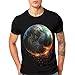 Produktbild friendGG Mode 3D Männer Sommer Planet Digital Print T-Shirt Hemd Kurzarm Casual T-Shirt Bluse Top (M-5XL) (5XL, Schwarz)