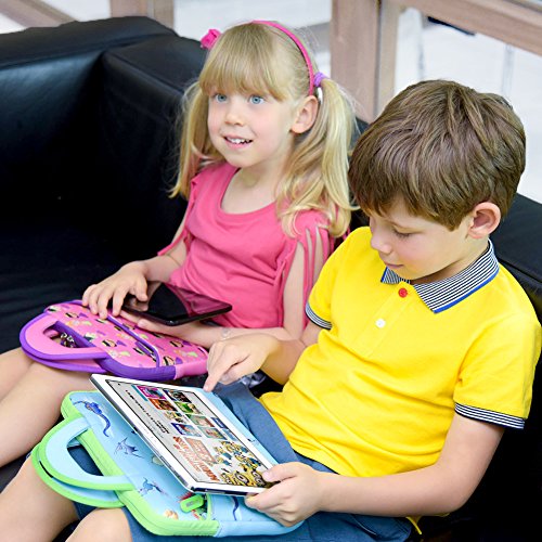 Tablet Tasche | Evecase Neopren Zuckersüß „Prinzessin Party“ Kinder Tablet Schutzhülle mit Handgriff für Tablets in 7 – 8 Zoll – Pink / Lila XS - 7