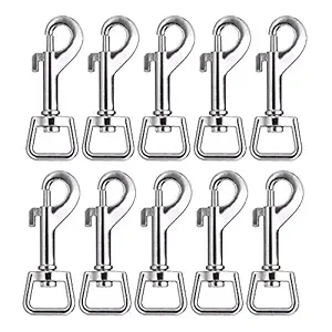 Swivel Snap Hooks, Lucky Goddness 20pcs Metal Heavy Duty Square Eye Clasp Buckle Trigger Clip Multipurpose- Best for Spring Pet Buckle, Key Chain for Linking Dog Leash Collar, Handmade Crafts Project