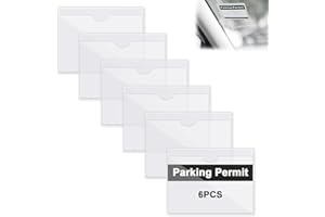 QTTVBTNA 6 PCS Permit Holder for Car Windscreen, Clear Self Adhesive Square Ticket Holder, with top open Clear Ticket Holder for Permits Badges Car Van Caravan Windscreen Photos Business Cards(4.13*4.13inch)
