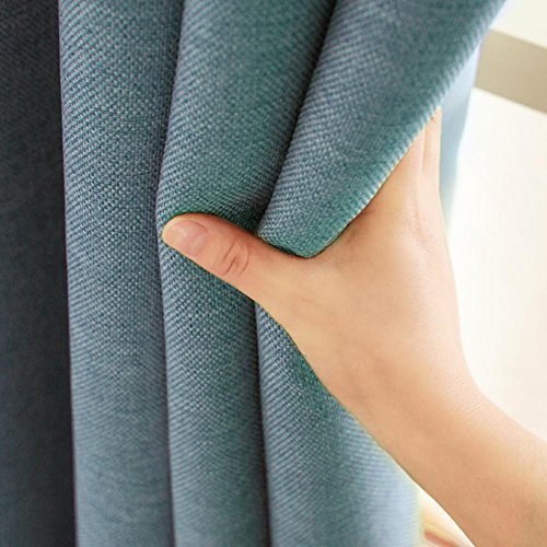 Vorhänge Drapes Verdunkelungsvorhänge Farbe fertige Produkt Baumwolle und Leinen Vorhang Wohnzimmer Schlafzimmer dicker werden Flachs Reinigungstuch Custom Made Boden zu Decke Windows One Panel, blau, 1pc(200*270 cm?