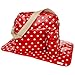 RED Polka Spotty Dotty Oilcloth Baby Nappy Change Bag with Changing Mat & Bottle Holder