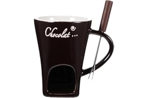 FYTSTYCALE Fondue Chocolat Bougie, Tasses à Fondue Au Chocolat, Céramique, Tasse à Fondue Candy 130 Ml avec Fourchette pour Dîner Chauffe-Beurre Tapas à La Maison, Fondoir pour Chocolat et Fromage, Brun