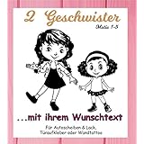 NEU Aufkleber/Sticker *** 2 GESCHWISTER - Schwestern mit Wunschtext*** (Motiv 1-5) Größen.- und Farbauswahl - für Auto, Kinderzimmer - Wände,Türen, Autoscheiben/Lack uvm