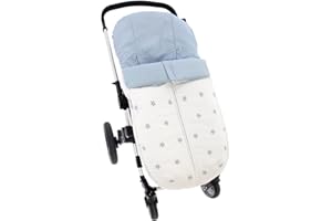 Saco Silla de Paseo Universal Rosy Fuentes- Saco Carrito Bebé - Funda de silla de paseo - Equipado para ser Ajustado perfectamente 0-blanco celeste empolvado