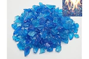 FIREBRANDDIRECT Blue Fire Glass 1kg (2.2lb) - For Fire Pits, Gas Fires And Ethanol Burners. Sparkling Heat Resistant Glass by Firebrand Direct