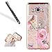 Produktbild Galaxy J5 2016 Silikon Handy Hülle,Leeook Elegant Retro Floral Schön Vogel Rosa Blume Crystal Soft Clear Case Electroplate Plating Rose Gold Frame Scratch-Resistant Bumper Soft Rückseite Cover Tasche Ultradünne Galvanisiergeräte Weicher Gel TPU Tasche Schutzhülle Hülle Tasche für Samsung Galaxy J5 2016 + 1 x Schwarz Eingabestift-Bird Pink Flower