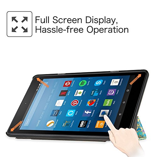 Fintie Hülle für Amazon Fire HD 8 Tablet (8-Zoll, 7. Generation – 2017) – Slim Cover Lightweight Schutzhülle Tasche mit Standfunktion und Auto Schlaf / Wach Funktion, Jade - 5