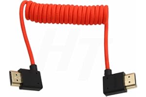 HangTon Cavo HDMI 2.1 HDMI 4K 120fps 8K 60fps per ATOMOS Ninja V Sony A7siii Canon C300 C500 Ronin RS2 Monitor Camera ad angolo retto sinistro Tipo A intrecciato a spirale