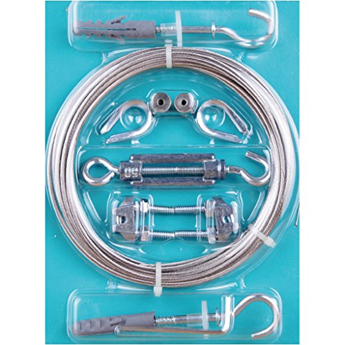 Seilspanngarnitur Niro- Drahtseil Wand, Decke, Wand zu Wand, ca. 5m, Befestigungssystem Gardinen Auswahl: Livorno silber – glanz - 5