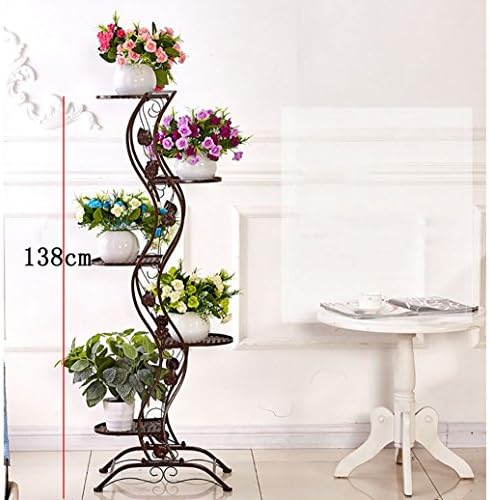 European-style Simple Balcony Iron Floor-style Flower Rack / Multi-layer Indoor And Outdoor Metal Plant Display Stand Vertical Flower Rack ( Color : Brass )