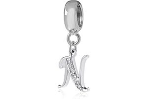 YIRONG JEWELRY Zawieszka z literami ze srebra wysokiej próby 925, do bransoletek Pandora