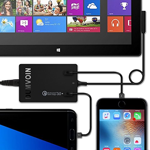 Microsoft Surface Pro 2, Surface Pro Ladegerät 12V 3.6A, DUMVOIN 72W AC Adapter Multi-Port-Ladestation Qualcomm Quick Charge 3.0 Stromversorgung für Google Nexus 6, iPhone, iPad, Samsung Galaxy S7 / S6 / LG - 7