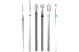 PONGNAS Nail Drill Bit Set, 6Pcs Stainless Steel Nail Drill Heads Manicure Accessories Nail Art File Bits Tools(#8)