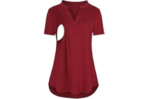 DaPongZhi Maglietta Allattamento Premaman Scollo a v Maglia Manica Corta Abiti Premaman Donna T-Shirt Camicia di maternità Gravidanza Camicetta Donna Elegante Regali per la Moglie
