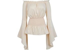 Josamogre Medieval Femme Renaissance Chemise Costume Rétro Victorien Épaule Dénudée Élégante Sexy Top Halloween Pirate