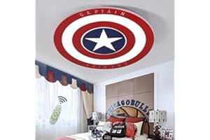 WJLL LED Deckenleuchte Kinderzimmer Deckenlampe Kapitän Amerika Acryl Lampenschirm Dimmbare Junge Kinder Kreative Cartoon Kronleuchter Mit Fernbedienung Schlafzimmer Arbeitszimmer Deckenbeleuchtung,40cm