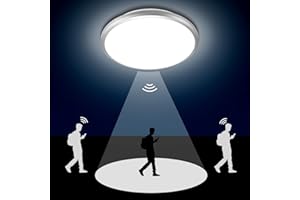 TIOODRE LED Motion Sensor Ceiling Light, 18w 6000k Motion Sensor Lights Indoor Daylight White- Outdoor Ceiling Lights for Porch Waterproof Sensor Ceiling Lamp for Bathroom Hallway Stairway Corridor Garage