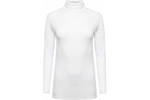 Shop Nova® Polo Neck Jumper Tops Long Sleeve Ladies Roll Turtle Neck Plain Knitted Pullover Sweatshirt for Women Stretch Lightweight Sweater Top UK Size 8 to 24