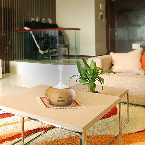 Tepoinn Aroma Diffuser, 300ml Holzmaserung Luftbefeuchter Ultraschall LED Ätherische Öle Humidifier Aromatherapie Diffusor mit farbenwechselnde LED Licht - 5
