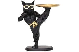 ‎KALDJKS Bulldog Sculpture Decoration, Key Tray Modern Black, Key Rack Hallway, Decorative Figures Living Room, Dog Figure Decoration, French Bulldog Storage for Living Room, Entrance Area, Office, Door