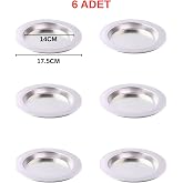 Albergio 6 Adet Al&uuml;minyum K&uuml;nefe Tabağı 14 cm İ&ccedil; &Ccedil;ap 17,5 cm Dış &Ccedil;ap K&uuml;nefe Tepsisi Gri