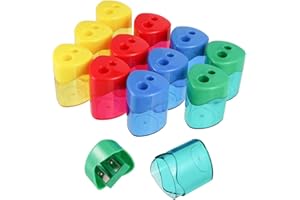 Thursday April 12 Stücke Bleistiftspitzer Doppel Loch Oval Bleistift Spitzer mit Deckel und Behälter Manueller Anspitzer Kinder Pencil Sharpener für Schule Büro