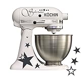 Zubehör Dekor Tattoo Aufkleber für den Kitchenaid Classic und Artisan Sterne Köchin silbergrau - anthrazit