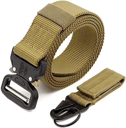 Mens Cobra Metal Buckle Nylon Belt & Quick Remove Key Chain Tactical Belt CQB Rigger Waistbelt Rappel Battle Adjustable Military Webbing Band Nylon Outdoor 125 cm