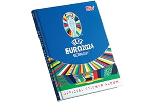 Topps Official Euro 2024 Sticker Collection - Couverture rigide - l'album d'autocollants EURO 2024 de qualité supérieure comporte 88 pages à l'intérieur d'une couverture rigide.